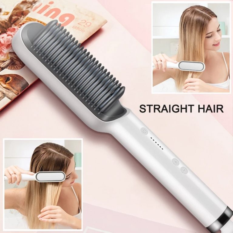 Brosse à cheveux chauffante en céramique 6 niveaux de chaleur 360° – Lisseur HQT-909B