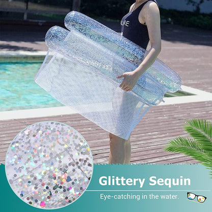Hamac de Piscine Flottant Multifonction 4en1 Design Glitter, Confort Aquatique - أرجوحة المسبح العائمة والمريحة 4 في 1 بنسيج شبكي متين