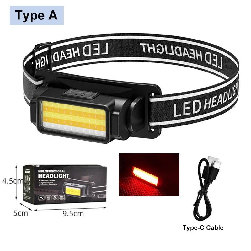 Lampe Frontale LED Rechargeable USB avec Inclinaison et Bandeau Réglables - مصباح رأس قابل للشحن بقوة 1000 لومن