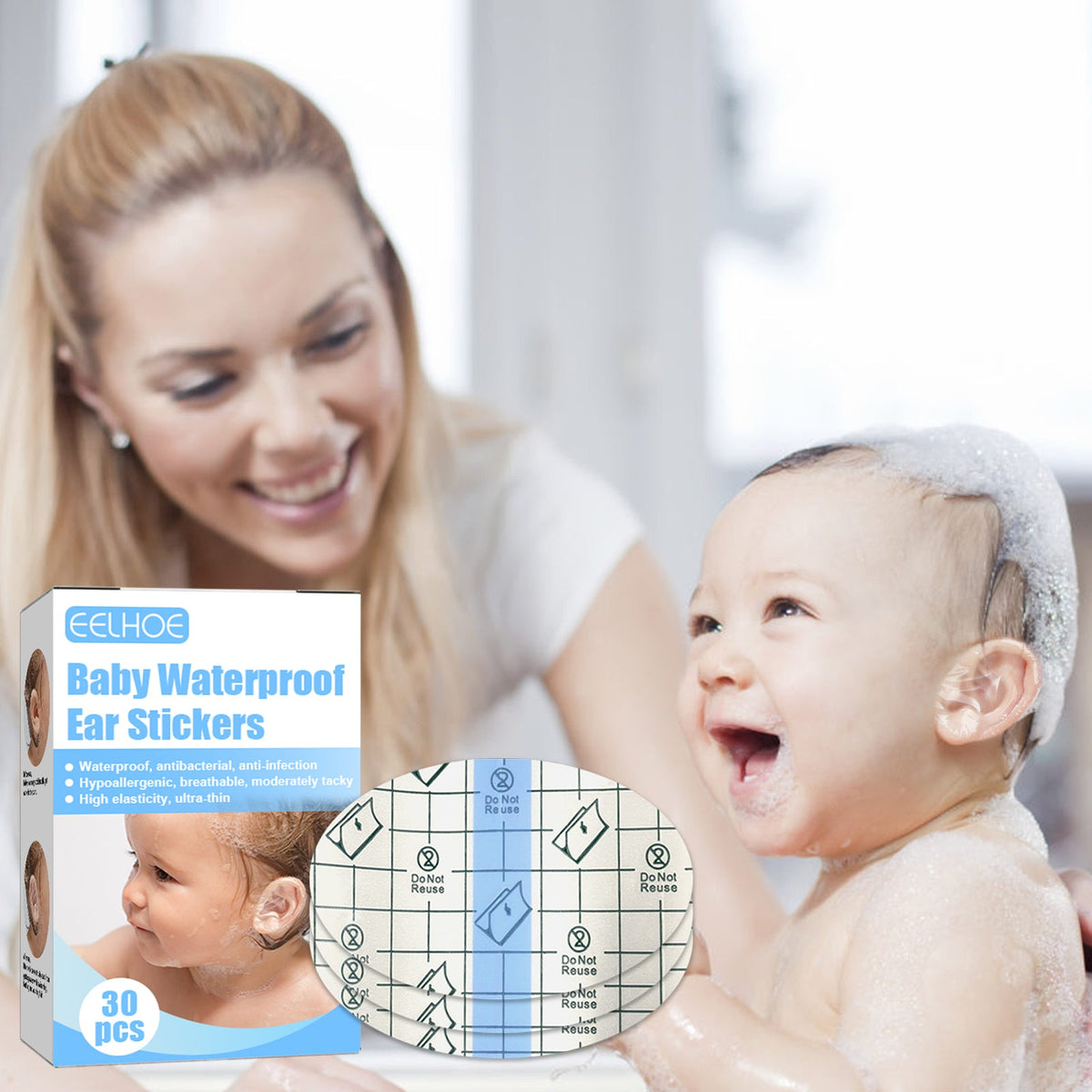 Autocollants Imperméables de Protection des Oreilles pour Bébé – Pièces ملصقات مقاومة للماء لحماية أذن الطفل أثناء الاستحمام والسباحة 30