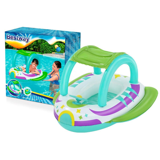 Bateau Gonflable pour Enfants Bestway Space Splash avec Pare-Soleil UV Amovible - قارب أطفال منفوخ بتصميم مركبة فضائية ومقود تفاعلي