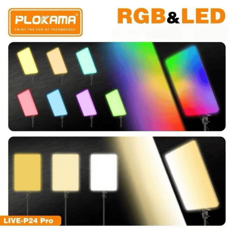 RGB Panel et LED Fill Light RGB 80W PLOKAMA LIVE-P24 Pro – لوحة إضاءة إحترافية