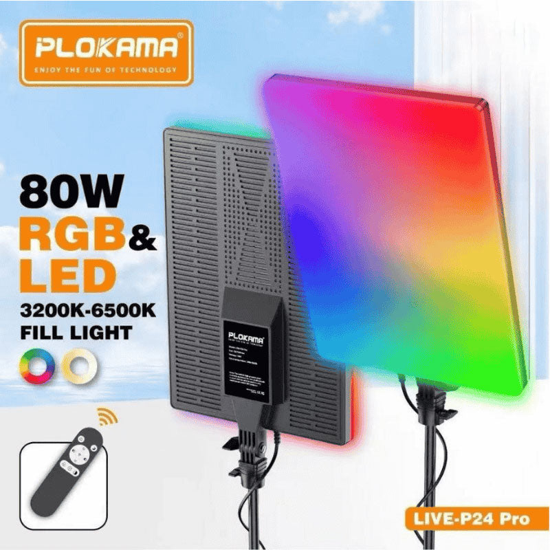 RGB Panel et LED Fill Light RGB 80W PLOKAMA LIVE-P24 Pro – لوحة إضاءة إحترافية