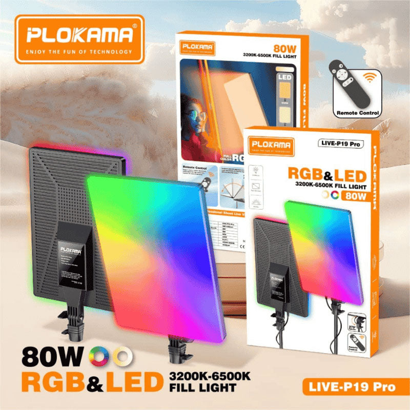 RGB Panel et LED Fill Light RGB 80W PLOKAMA LIVE-P24 Pro – لوحة إضاءة إحترافية
