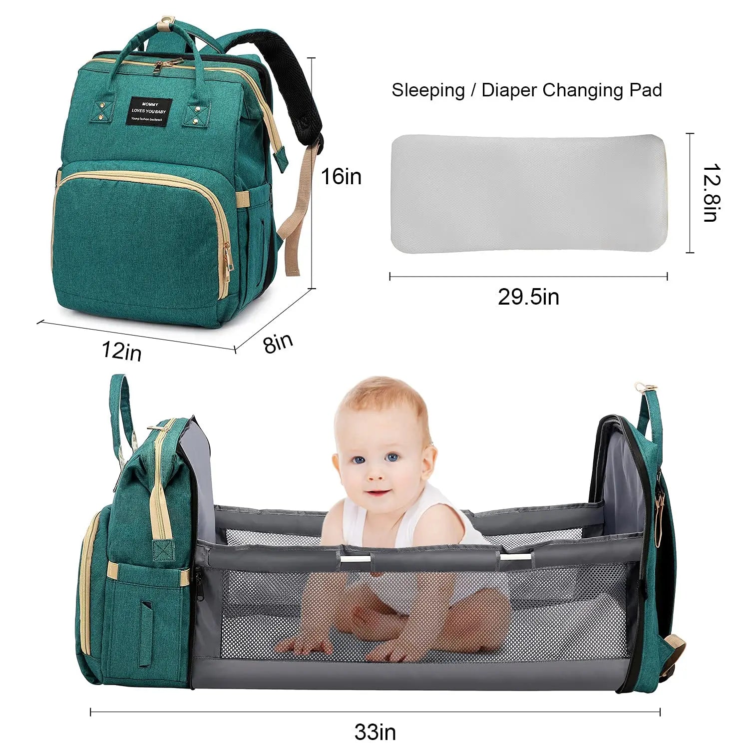 Sac à dos et landau pour bébé pliable 3in1