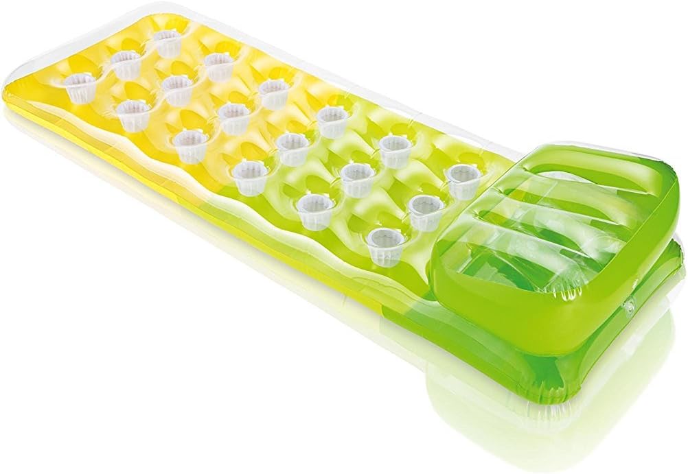 Matelas Gonflable de Piscine Intex 58890EU Avec Oreiller et Porte-Gobelets - عوامة المسبح الهوائية الفاخرة مع مسند رأس وحامل أكواب من إنتكس