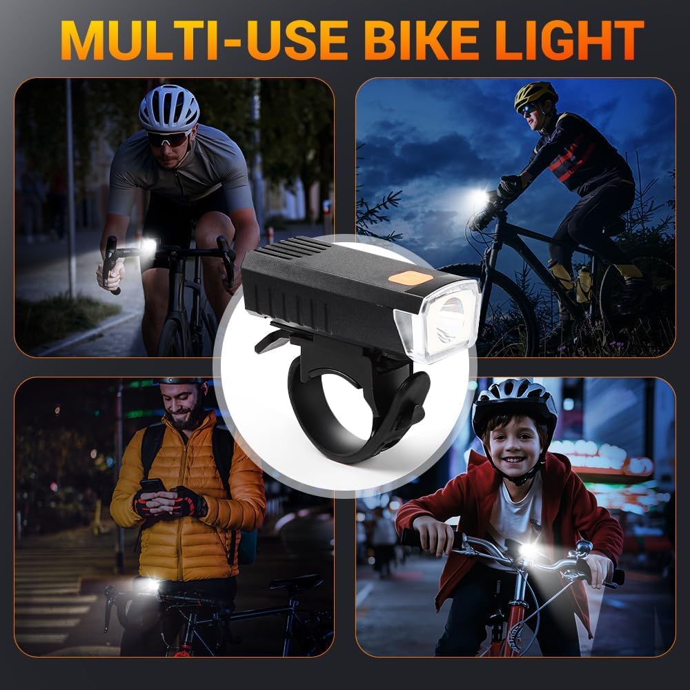 Kit d'Éclairage LED Avant et Arrière Rechargeable par USB pour Vélo HY035 - طقم إضاءة ليد ساطع للدراجات الأمامية والخلفية قابلة لإعادة الشحن
