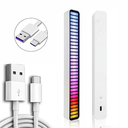 Barre LED RGB Réactive à la Musique avec 32 LED - شريط إضاءة RGB بـ32 مصباح LED يتفاعل مع الصوت والموسيقى
