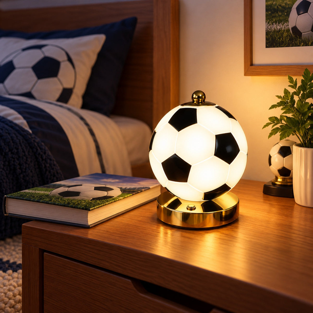 Lampe Ballon de Football LED – مجسم كرة القدم الذهبي للزينة والهدايا