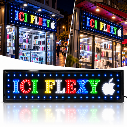 Plaque Lumineuse LED ICI FLEXY 100×25 cm - لافتة إشهارية مضيئة للمحلات والكيوسك