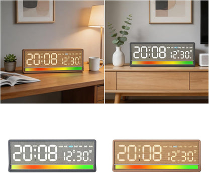 Horloge LED Numérique avec Éclairage Coloré Réactif au Son 5536 - ساعة رقمية بإضاءة ملونة تتفاعل مع الصوت
