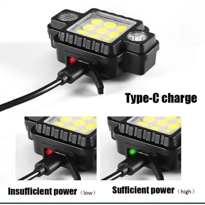 Lampe frontale Portable COB+XPG multifonctionnelle magnétique USB TYPE-C