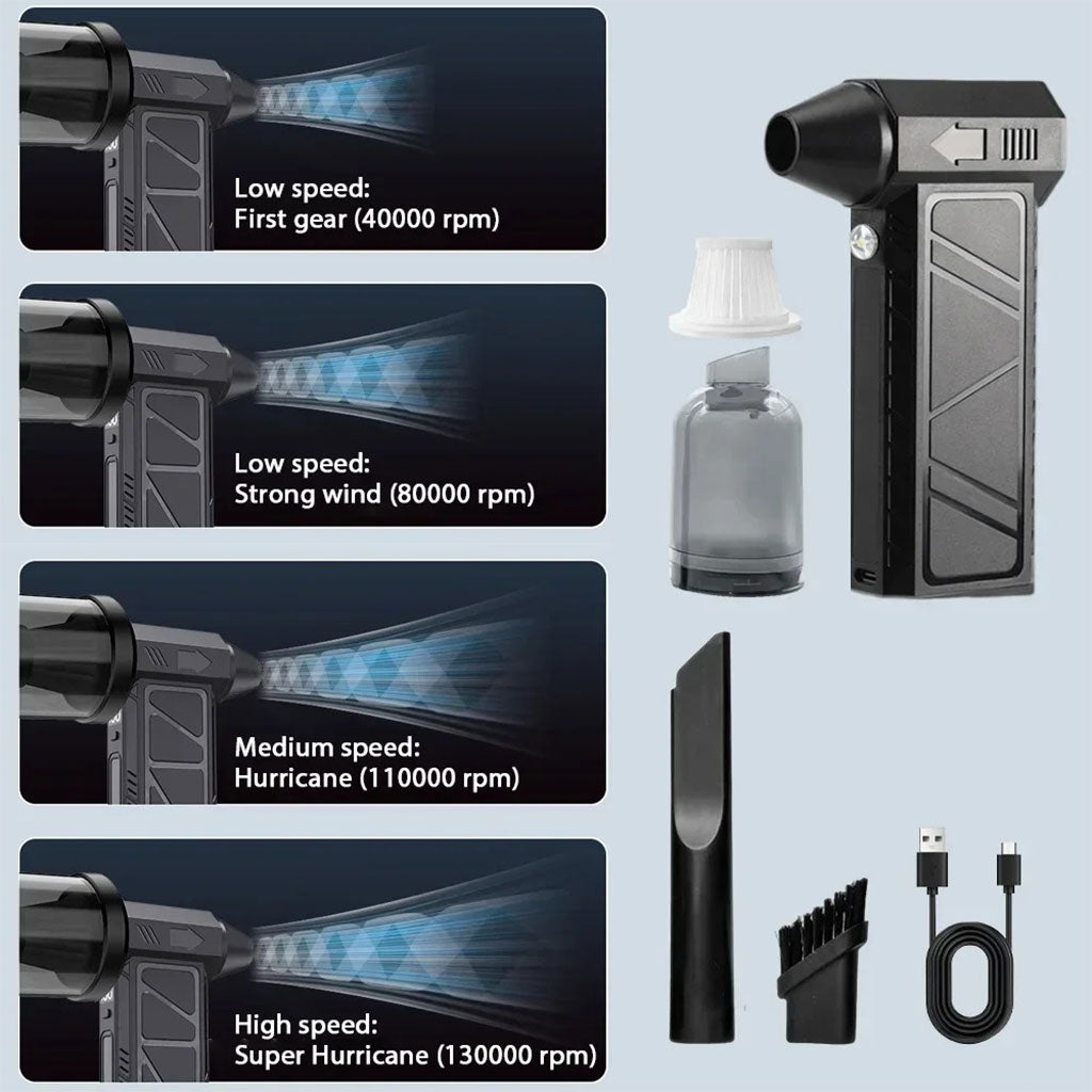 Souffleur et Aspirateur Portable avec Ventilateur Turbo à Jet 2en1 4 Vitesses – جهاز نسف الهواء ومكنسة كهربائية محمول