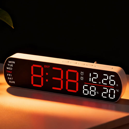 Horloge numérique LED générique avec alarme et station météo intégré – ساعة رقمية لتزيين المكتب - تنزوت