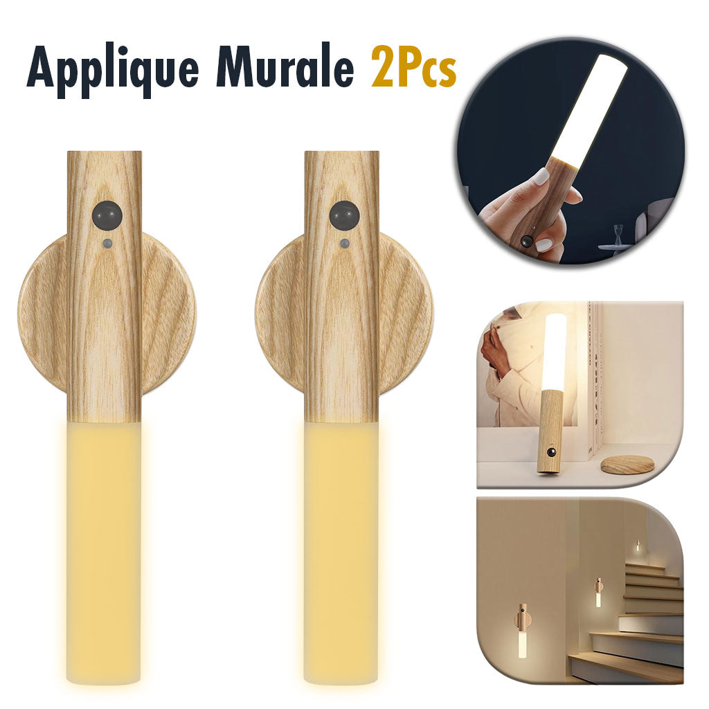 Pack 2 applique murale magnétique à détecteur de mouvement avec batterie rechargeable – طقم مصباحين بمستشعر حركة