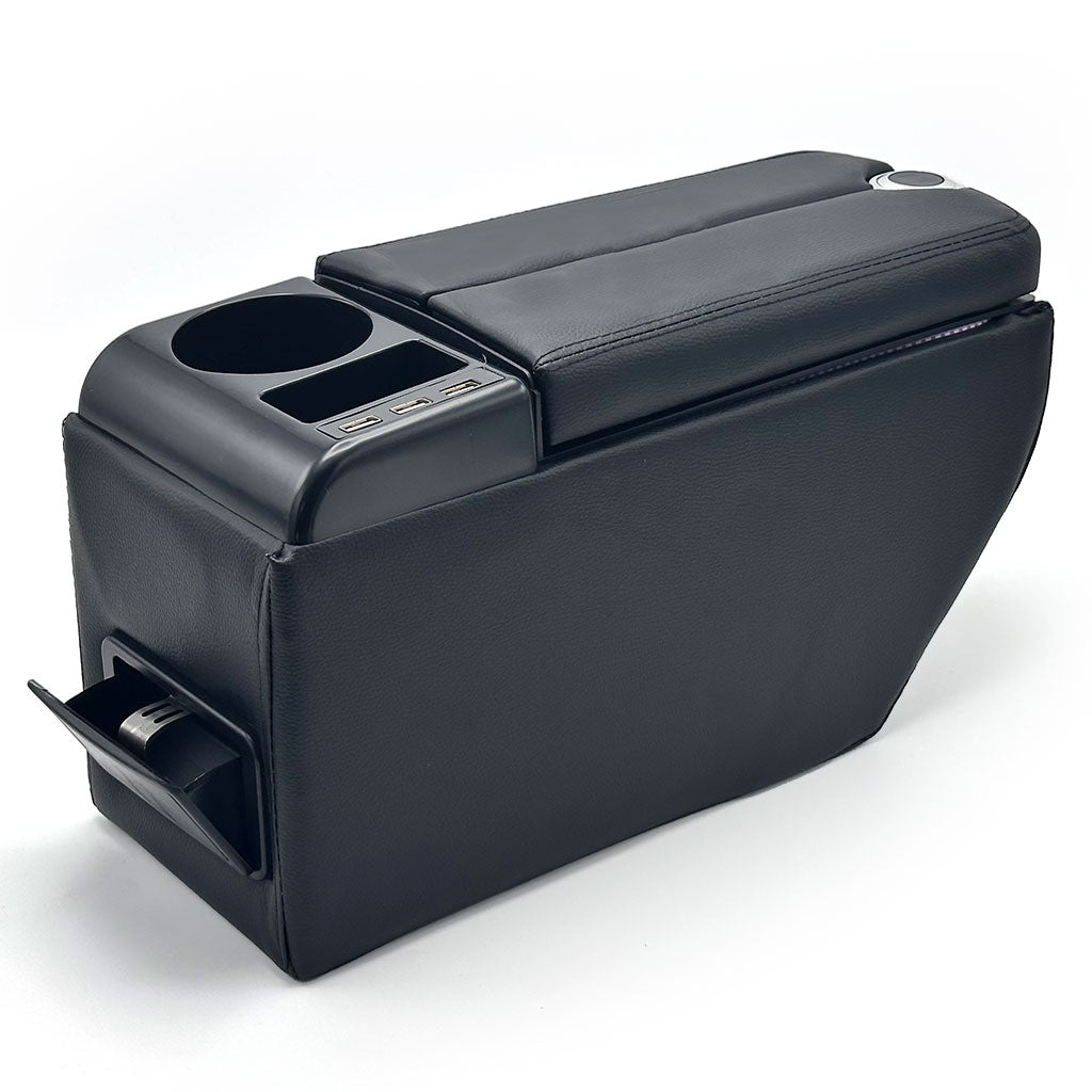 Organisateur de Console Centrale Voiture avec Accoudoir et Porte-Gobelet USB – منظم أغراض ومسند سيارة