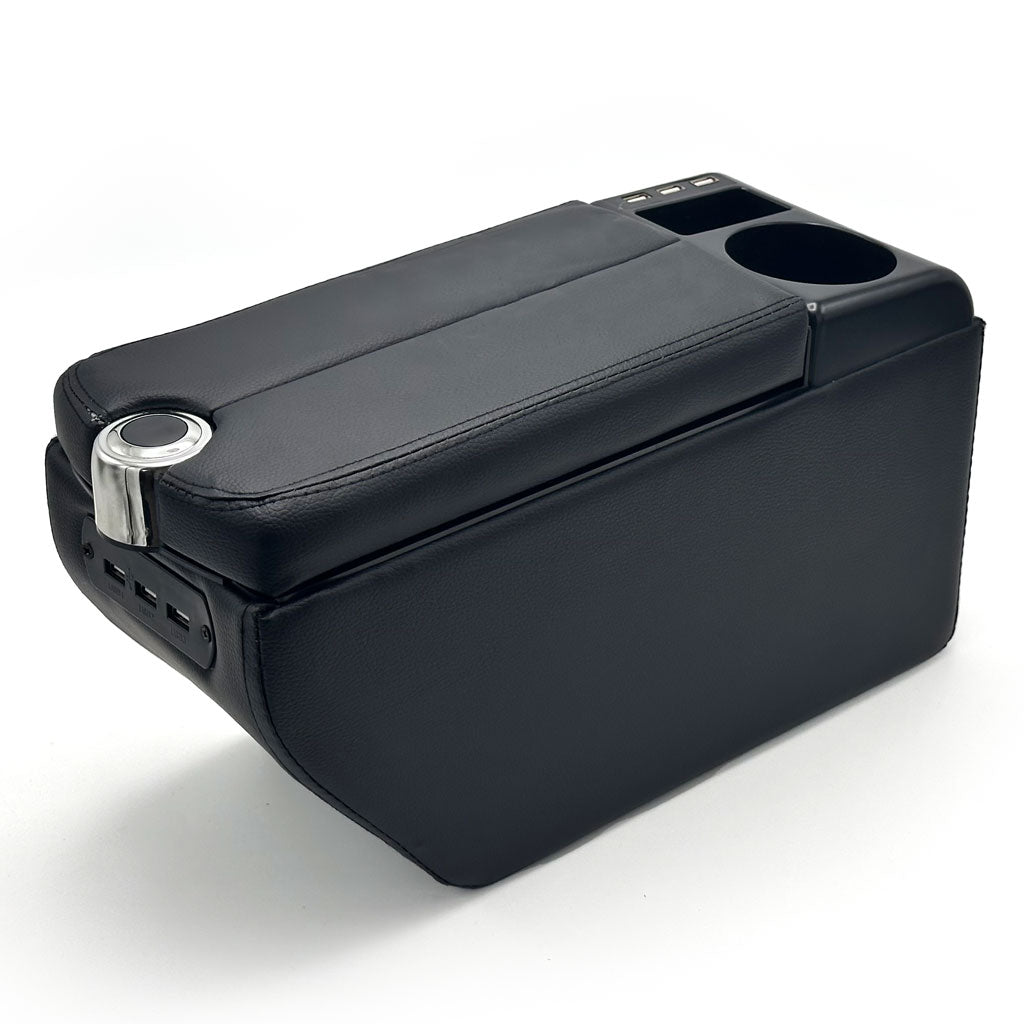 Organisateur de Console Centrale Voiture avec Accoudoir et Porte-Gobelet USB – منظم أغراض ومسند سيارة