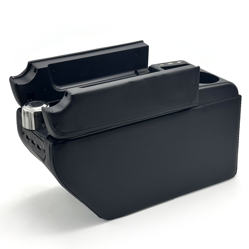Organisateur de Console Centrale Voiture avec Accoudoir et Porte-Gobelet USB – منظم أغراض ومسند سيارة