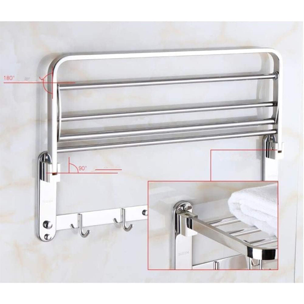 Porte-serviettes mural pliable en acier inoxydable avec crochets – علاقة مناشف قابلة للطي