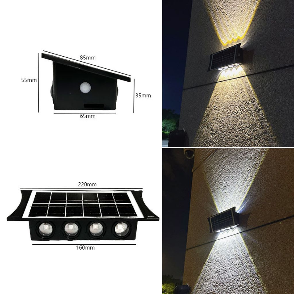 2x PCS Projecteur Solaire Étanche IP65 pour Jardin et Terrasse
