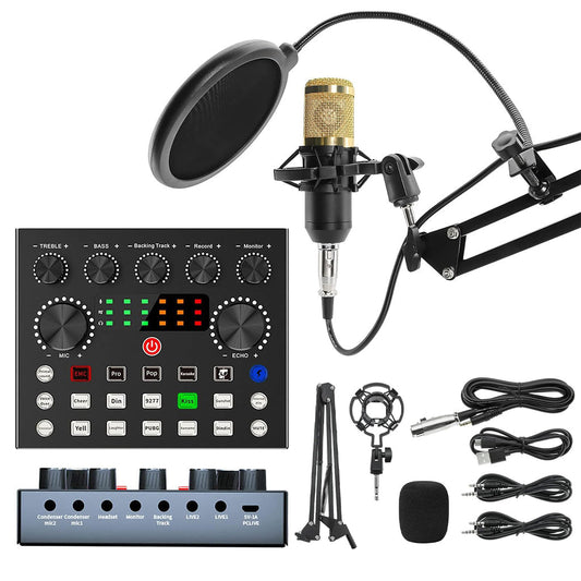 Kit de Microphone à Condensateur BM800 avec Carte Son V8s – طقم ميكروفون إحترافي مع جهاز تعديل الصوت تنزوت