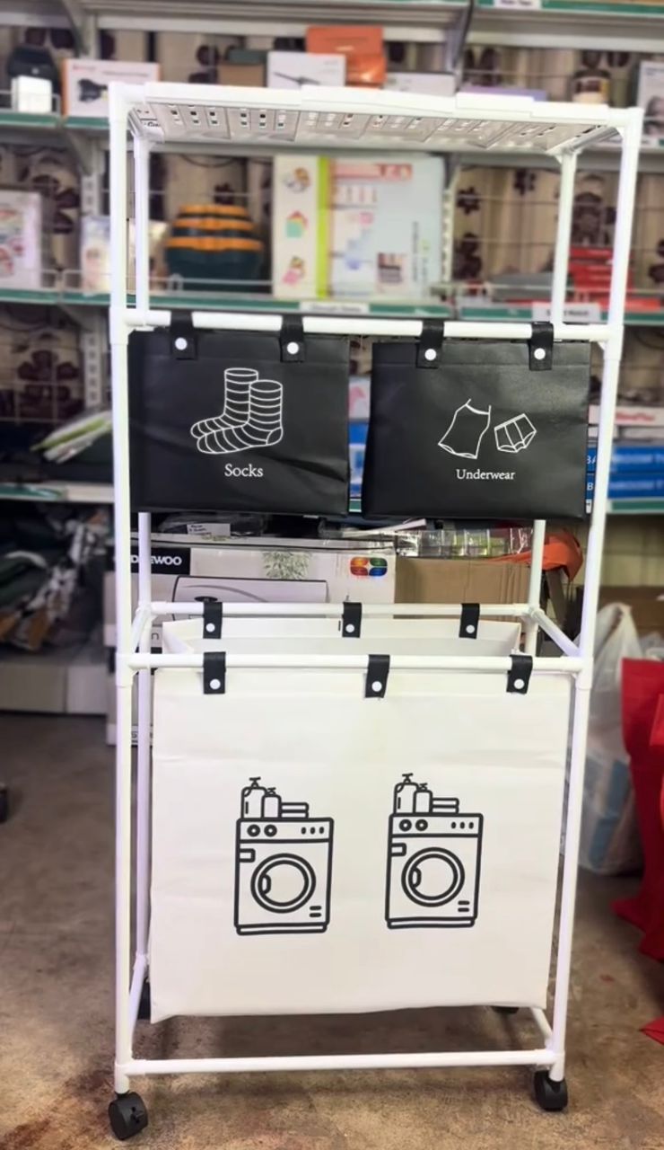 Grand Panier à Linge 4 Compartiments pour Ranger les Vêtements 