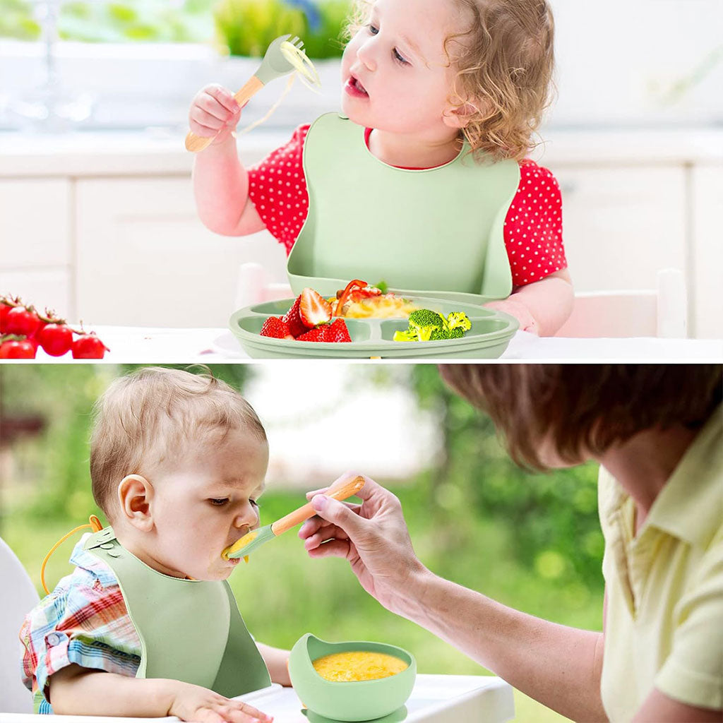 Lot de 6 accessoires d’alimentation en silicone pour bébé – طقم تغذية للأطفال