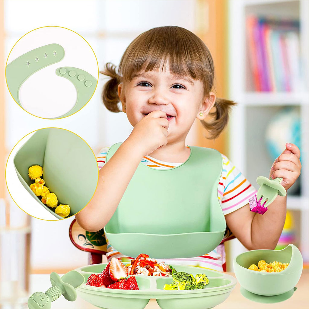 Lot de 6 accessoires d’alimentation en silicone pour bébé – طقم تغذية للأطفال