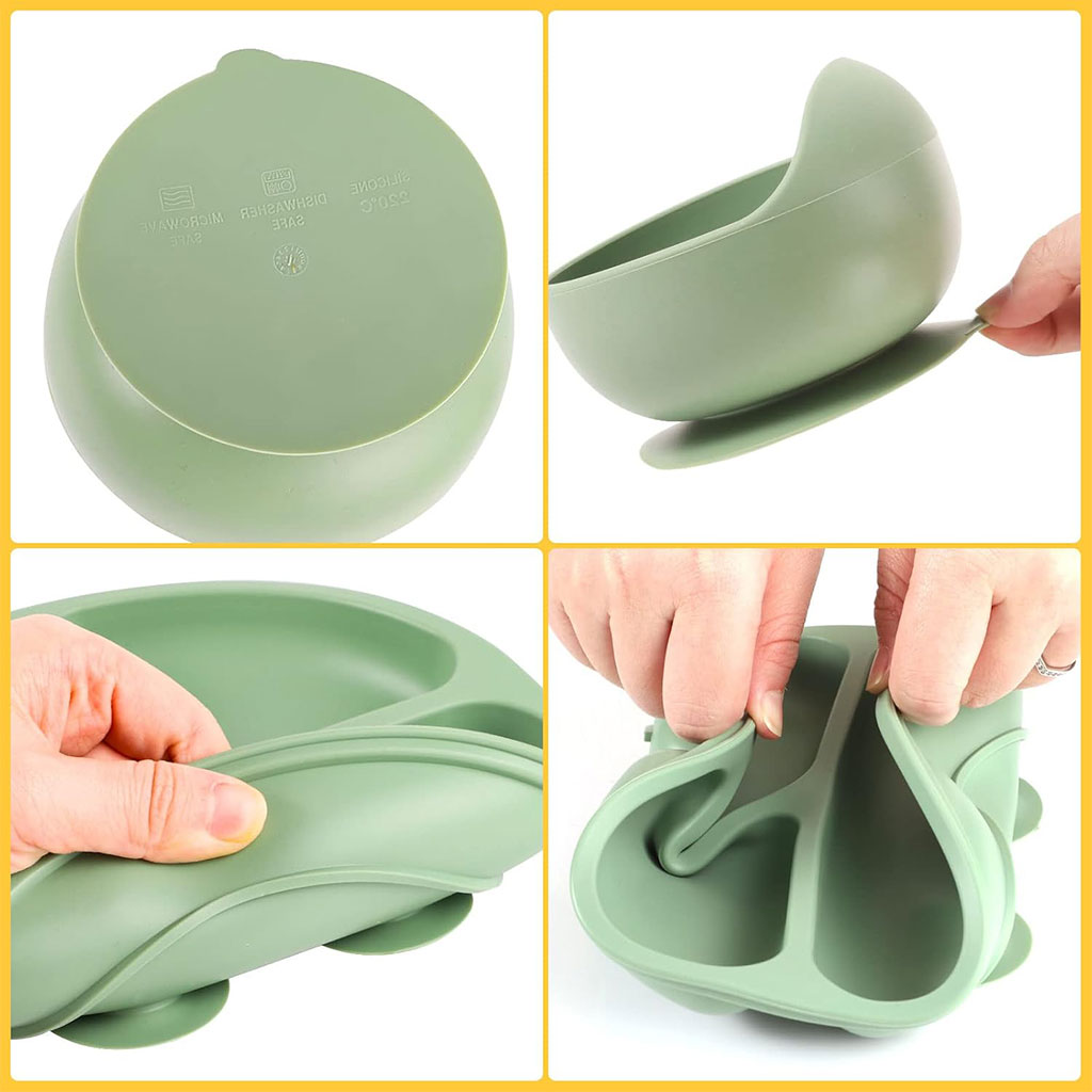 Lot de 6 accessoires d’alimentation en silicone pour bébé – طقم تغذية للأطفال