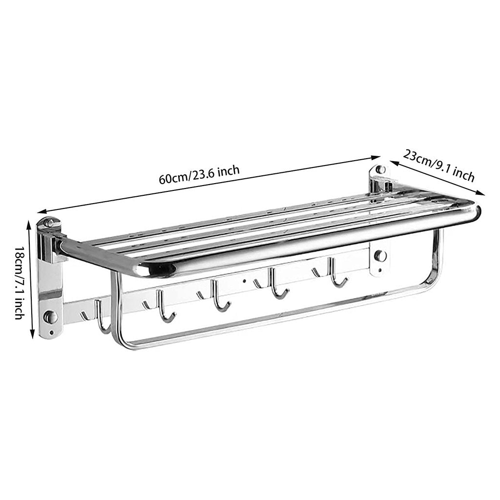 Porte-serviettes mural pliable en acier inoxydable avec crochets GM – علاقة مناشف قابلة للطي