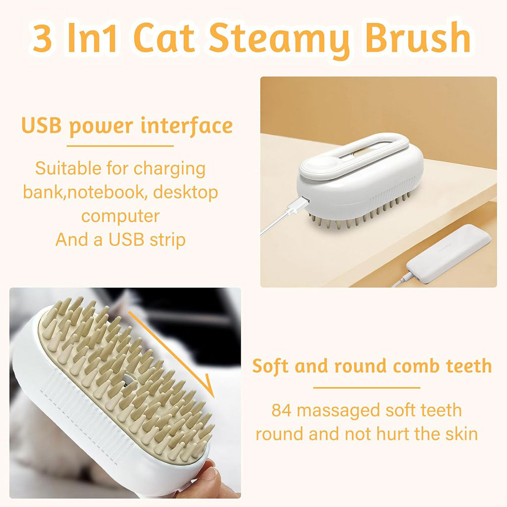 Brosse à vapeur pour chat autonettoyante 3en1 – فرشة تنظيف القطط