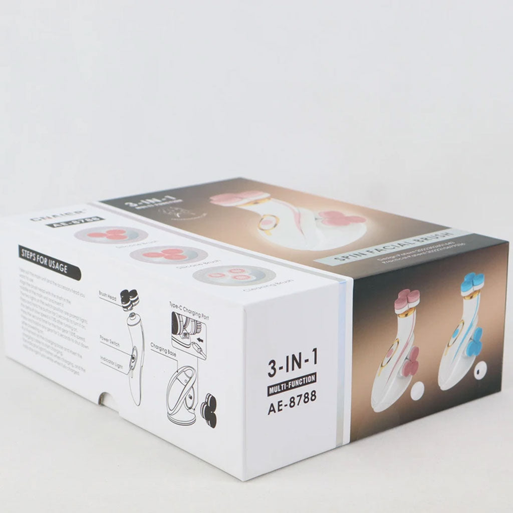 Brosse Nettoyante Électrique Cnaier AE-8788 3 Têtes Rotatives Recharge USB – جهاز تنظيف البشرة بعمق