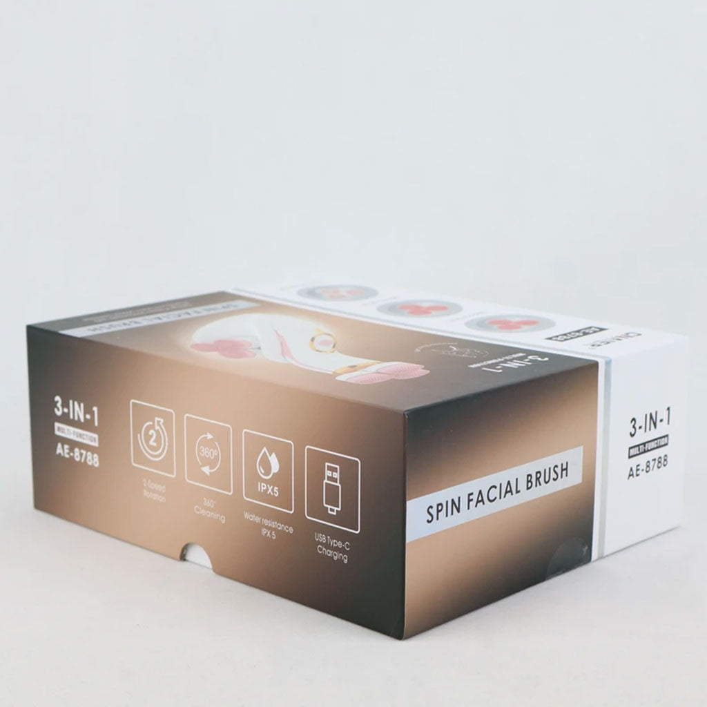 Brosse Nettoyante Électrique Cnaier AE-8788 3 Têtes Rotatives Recharge USB – جهاز تنظيف البشرة بعمق