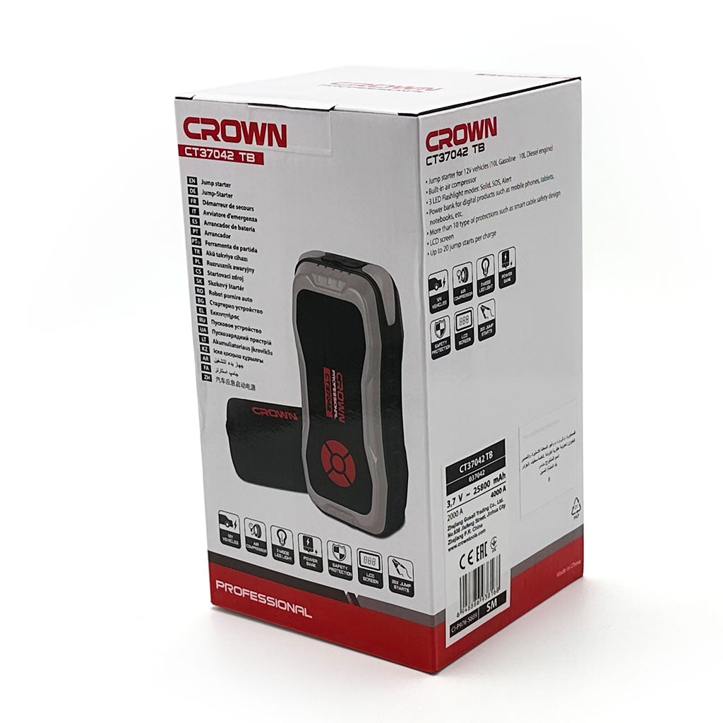 Compresseur De Voiture Avec Booster Batterie 25800mAh CROWN CT37042TB