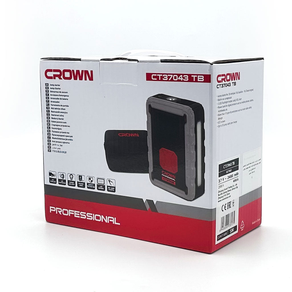 Compresseur De Voiture Avec Booster Batterie 24000mAh CROWN CT37043TB