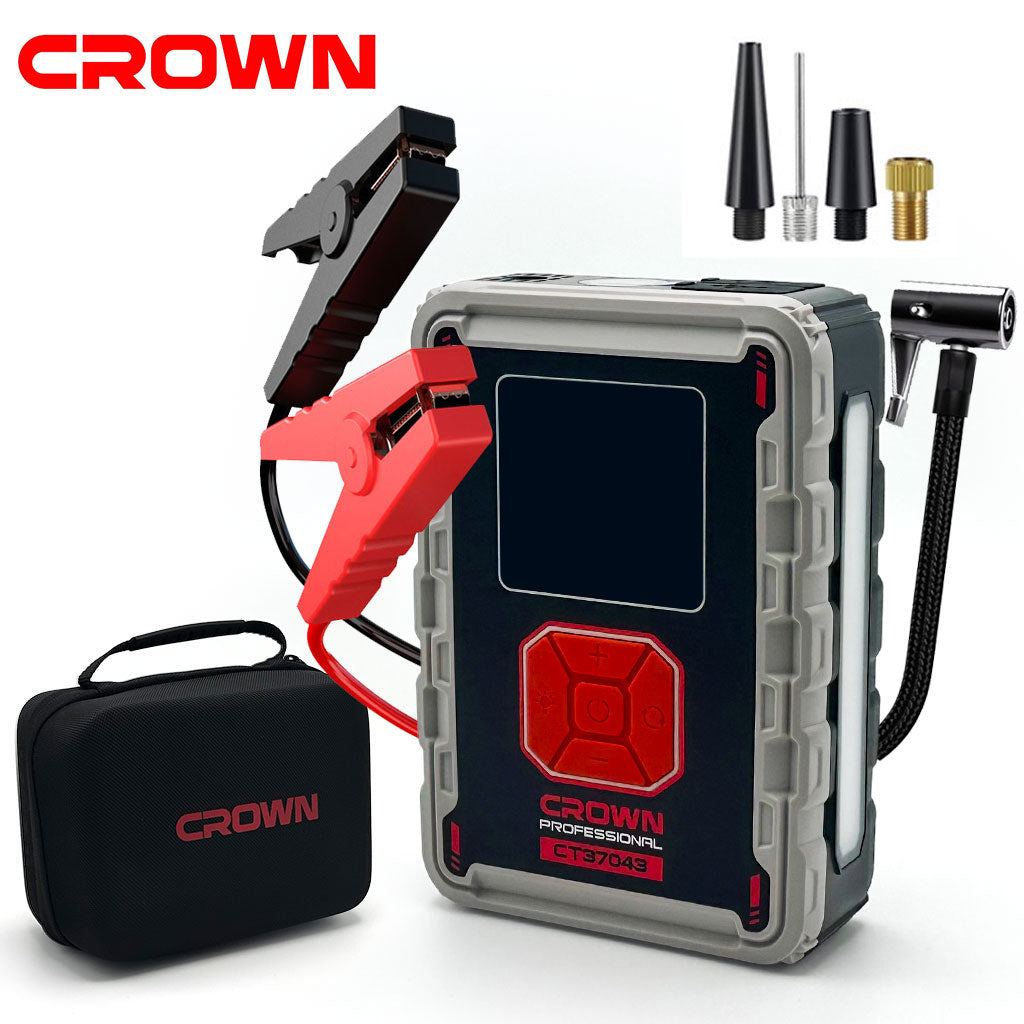 Compresseur De Voiture Avec Booster Batterie 24000mAh CROWN CT37043TB