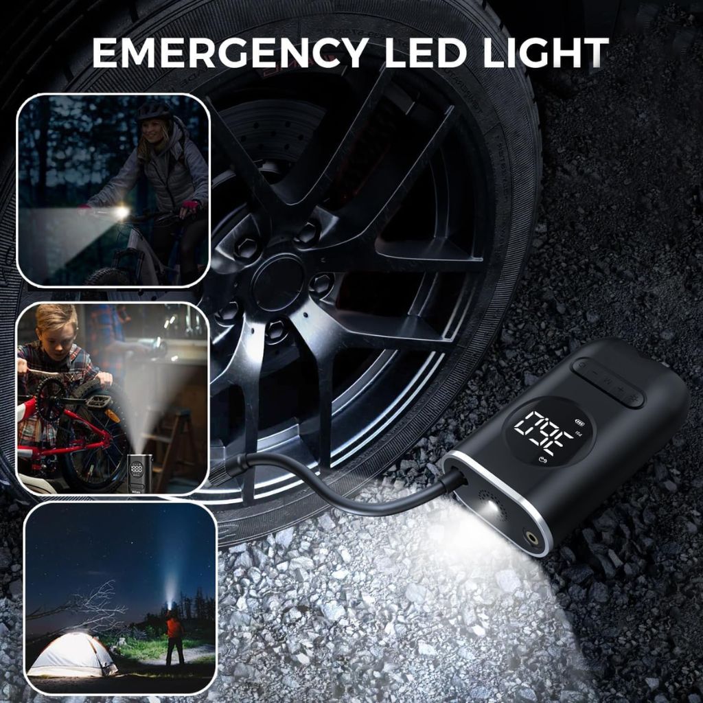 Compresseur d'Air Portable 150 PSI avec Lampe LED – منفاخ هواء محمول مع إضاءة