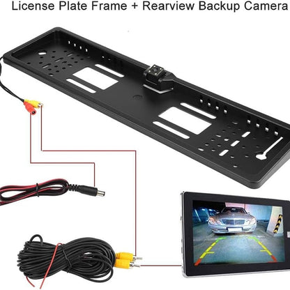 Caméra de recul HD pour voiture, Avec cadre de plaque d'immatriculation Standard , étanche, Vision nocturne, 4 LED