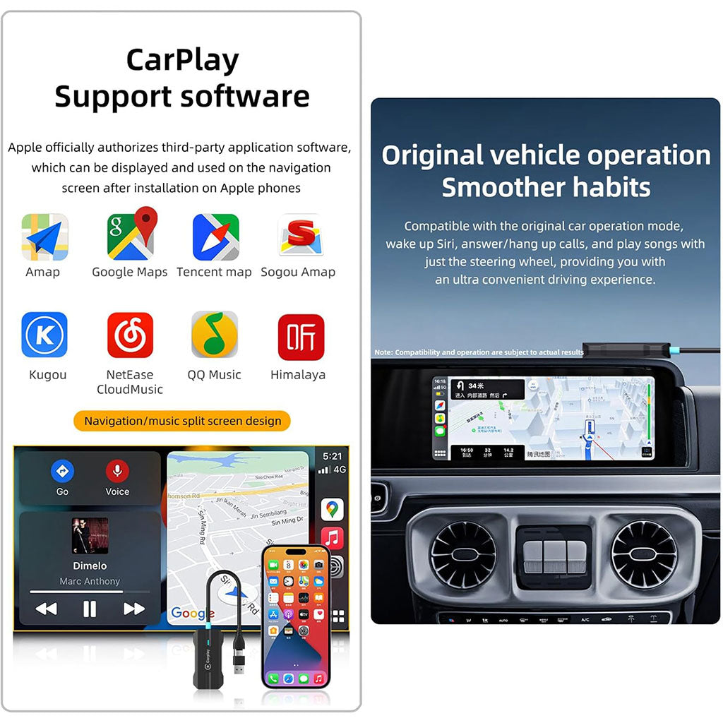 Adaptateur USB CarPlay Sans Fil pour Voitures - جهاز ميديا ذكي للسيارات