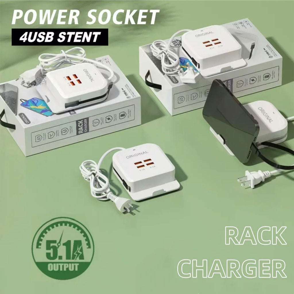 Station de charge rapide universel multiports 4 USB avec Cable Type-C – شاحن متعدد المنافذ