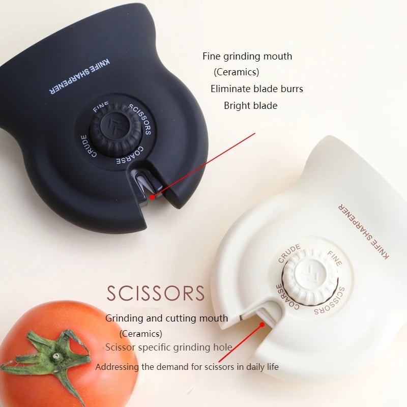 Aiguiseur de Cou-teaux et Ciseaux 3en1 avec Sélecteur Rotatif – أداة شحذ السكا-كين والمقص