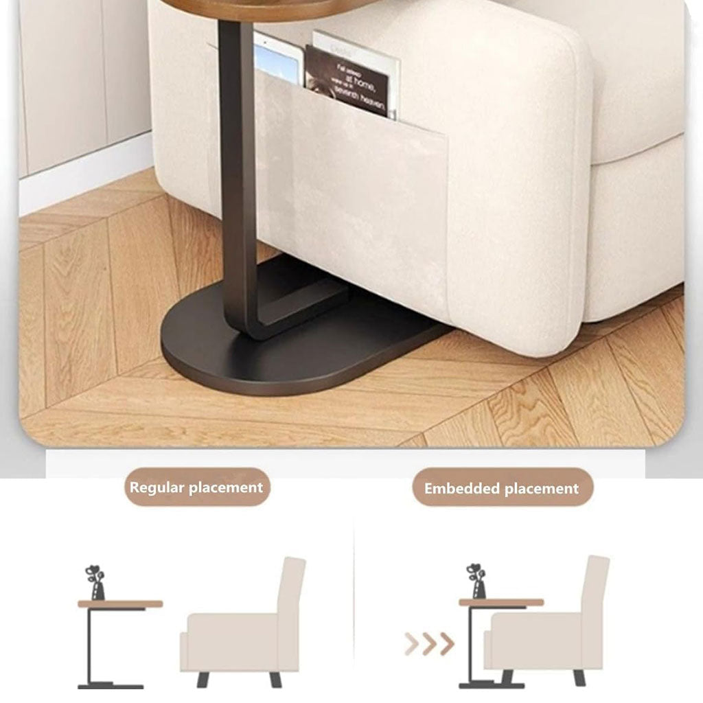 Table d’appoint en bois pour petits espaces en Forme de C – طاولة خشبية للمساحات الضيقة