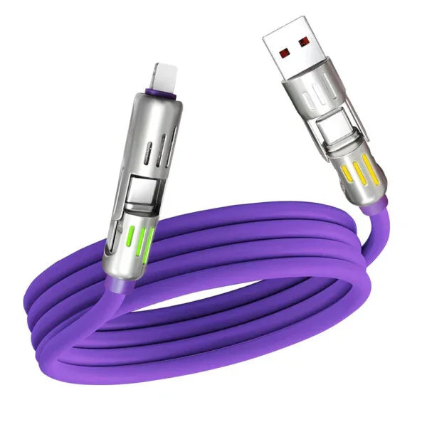 Câble de charge multifonction 4 en 1 USB C, A et Lightning 240W – كابل شحن متعدد الرؤوس