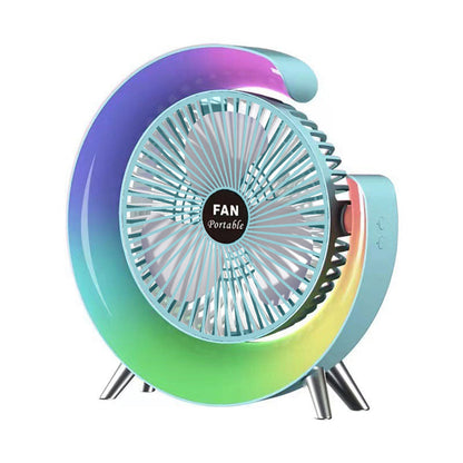 Ventilateur de table portable avec lampe G décorative à LED USB