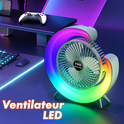 Ventilateur de table portable avec lampe G décorative à LED USB - تنزوت