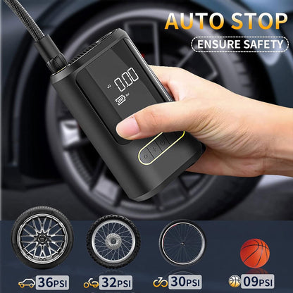 Gonfleur de pneu sans fil, compresseur d'air rechargeable 150psi affichage numérique