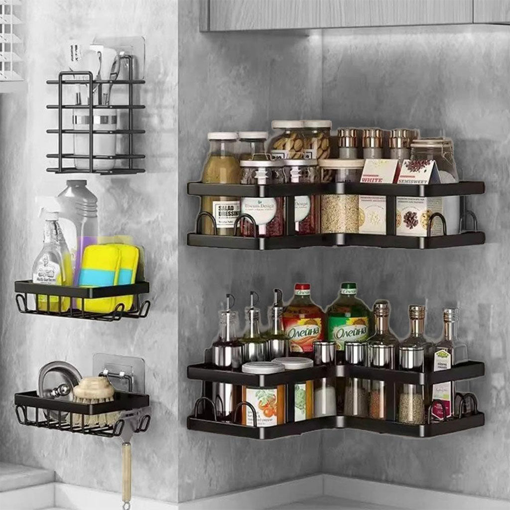Étagère de rangement pour salle de bain 5pcs en acier inoxydable – طقم رفوف تنظيم للحمام