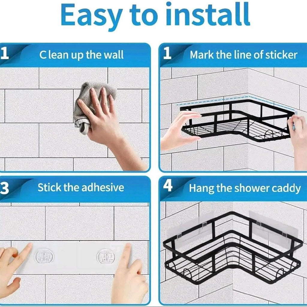 Étagère de rangement pour salle de bain 5pcs en acier inoxydable – طقم رفوف تنظيم للحمام