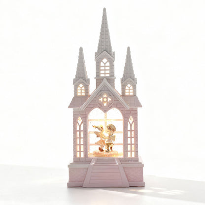 Château à neige lumineux avec paillettes tourbillonnantes – ديكور قلعة الثلج