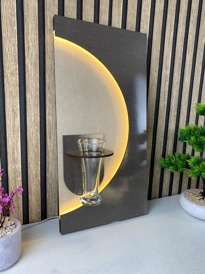 Panneau Mural Décoratif avec Éclairage LED Design Moderne en Bois V4